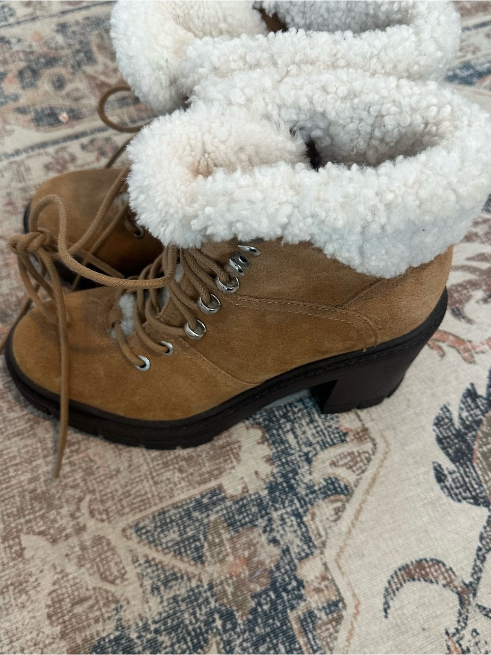 Sherpa heeled booties